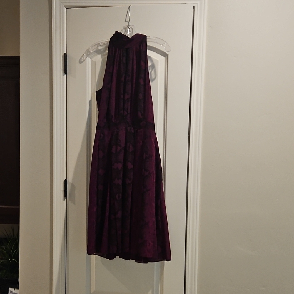 White House Black Market Purple Halter A-Line Dress